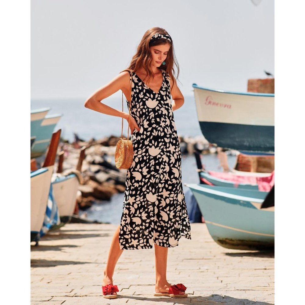 MISTER ZIMI BLACK & WHITE JARDIN SIENNA MIDI DRESS